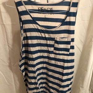 Mens stripes tank top size L navy off white